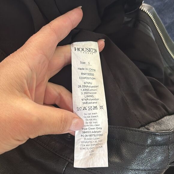 House of CB High-Waisted twisted waistband Black Leather Pants, S - Picture 11 of 11